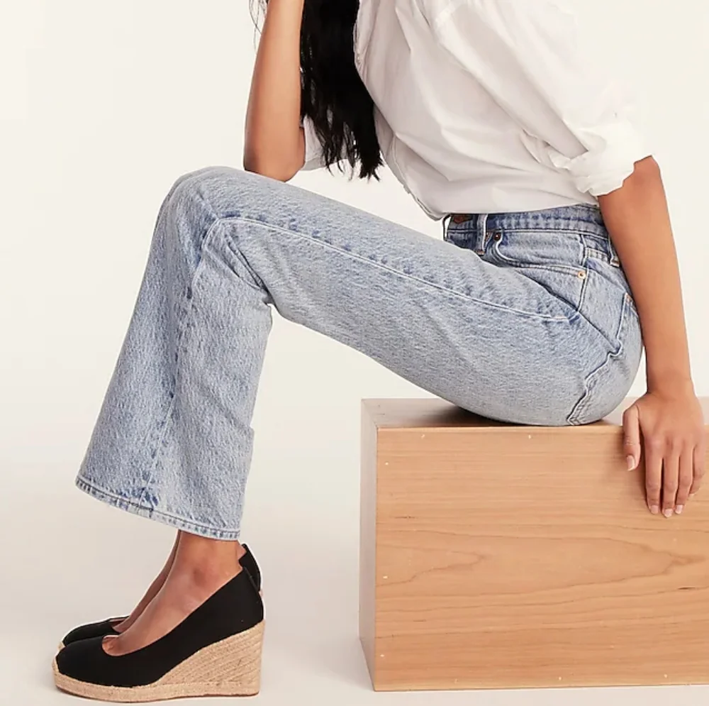 J. Crew Black Canvas Espadrille Wedge Pumps with Natural Jute